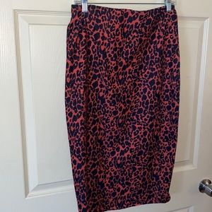 Zara Red leopard pencil skirt